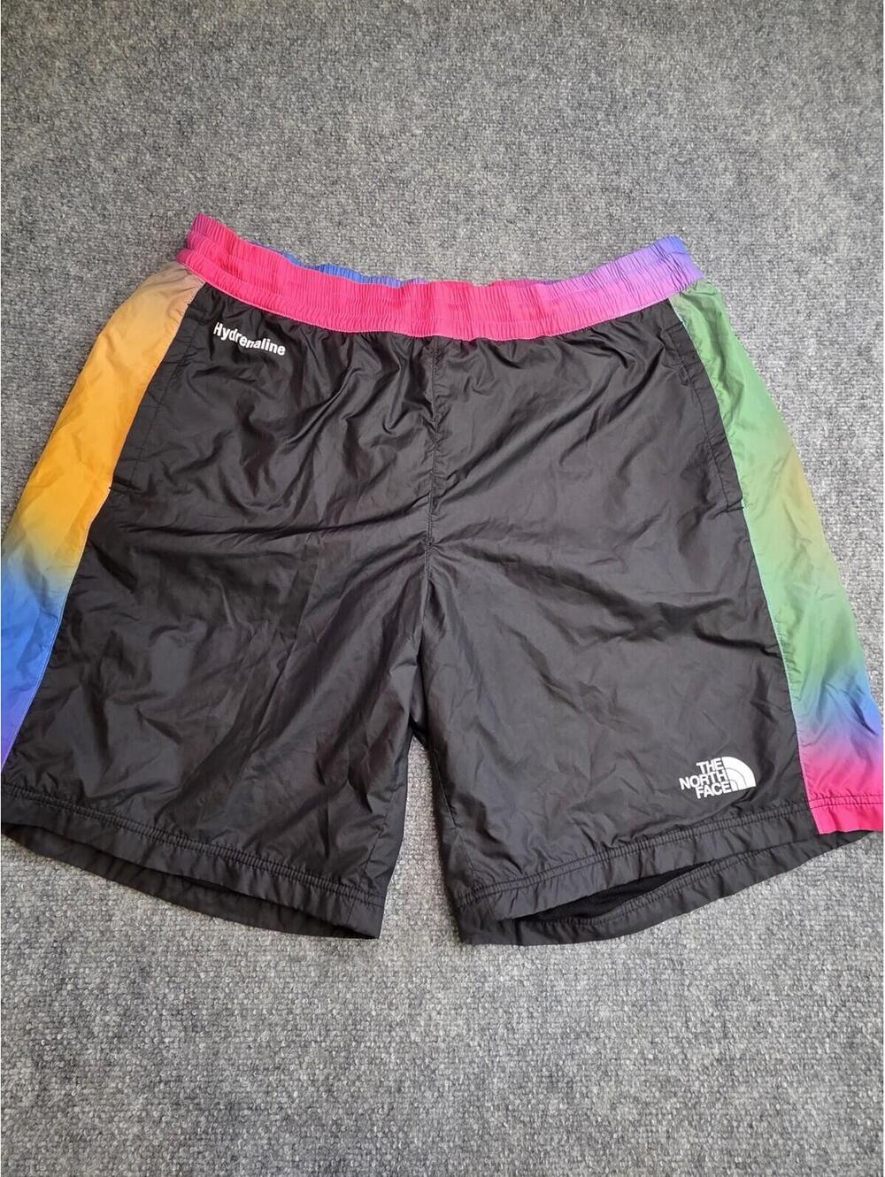 The North Face Hydrenaline Shorts Mens XL Black Rainbow Gradient Wind Shorts